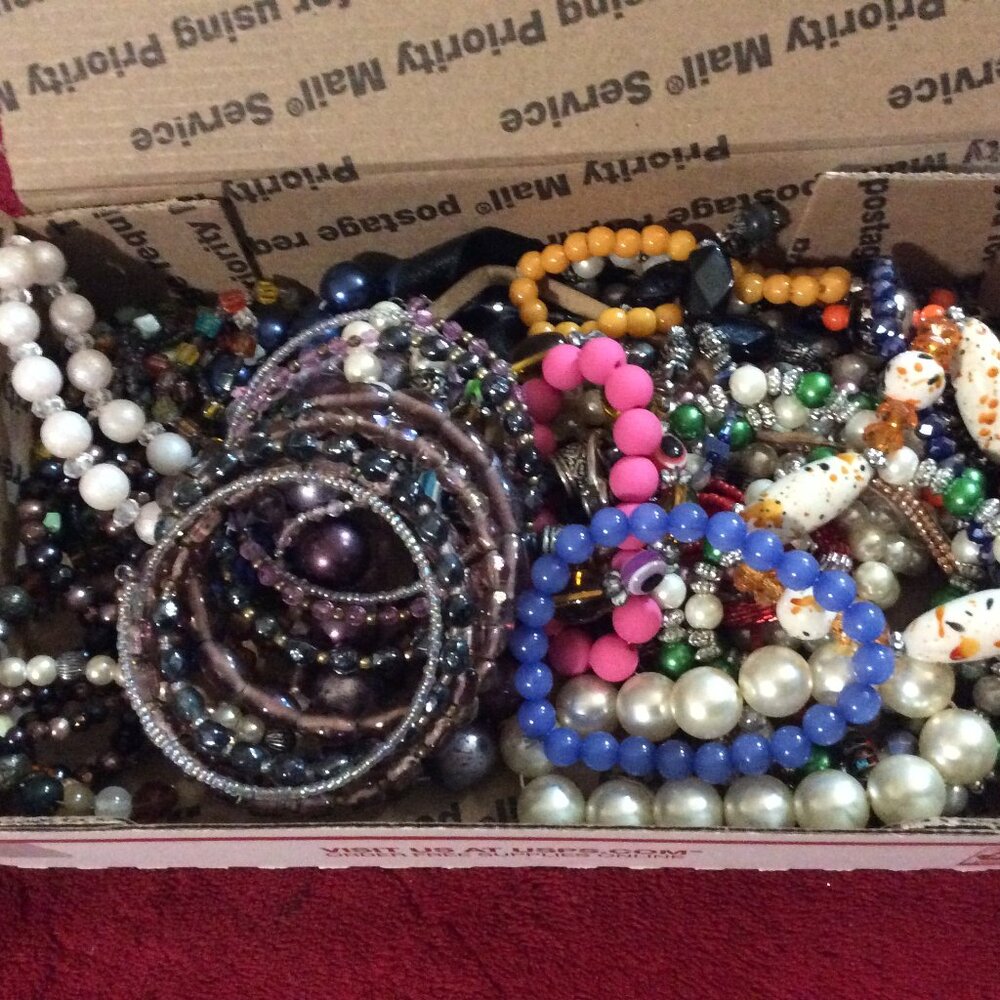 Small Flat Rate Surprise Box of Vintage & Retro Acrylic Beaded Stretch Bracelets
